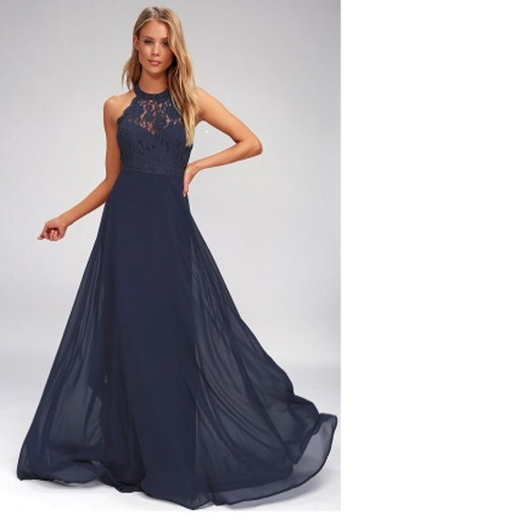 Lulus Dresses & Skirts - Lulu's Dance All Evening Navy Blue Lace Maxi Dress